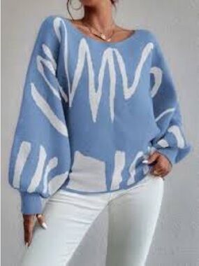 Blue and White Sweater
